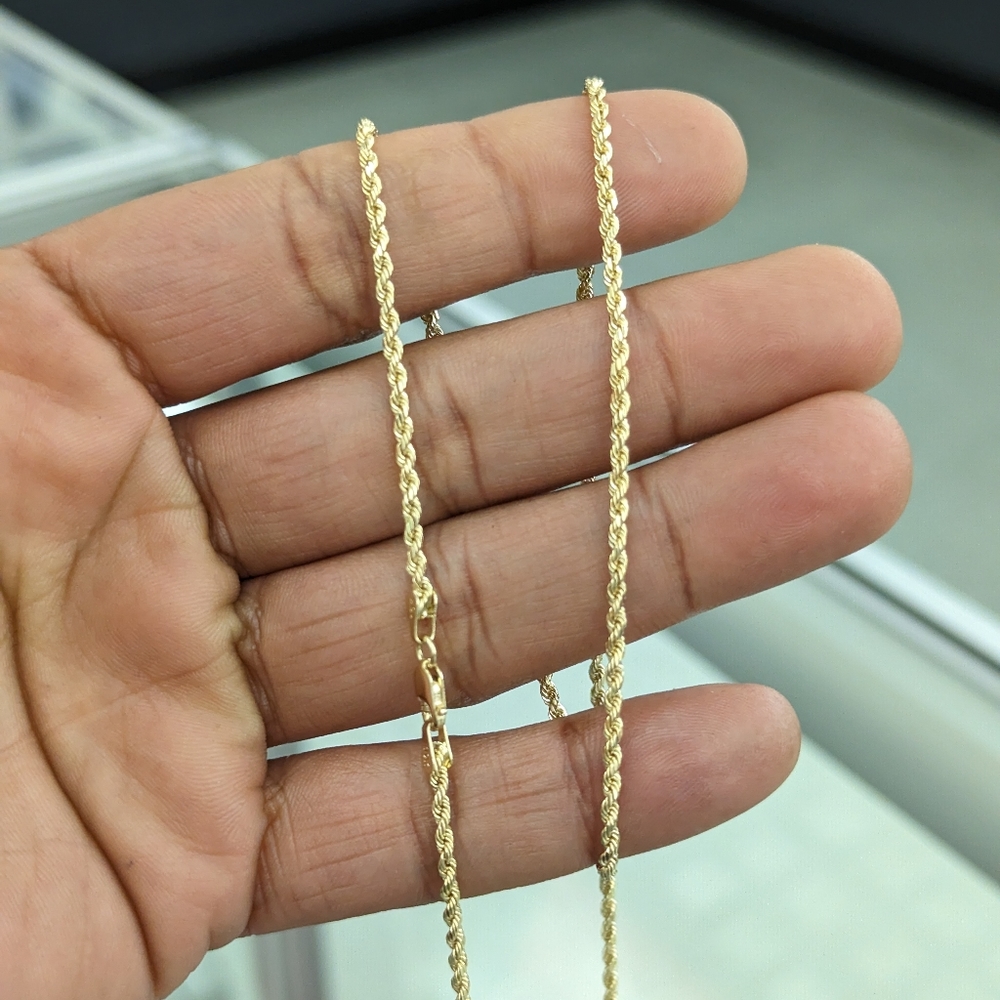 10kt Real Gold Rope Chain 2mm 22 Inch - Picture 4 of 8